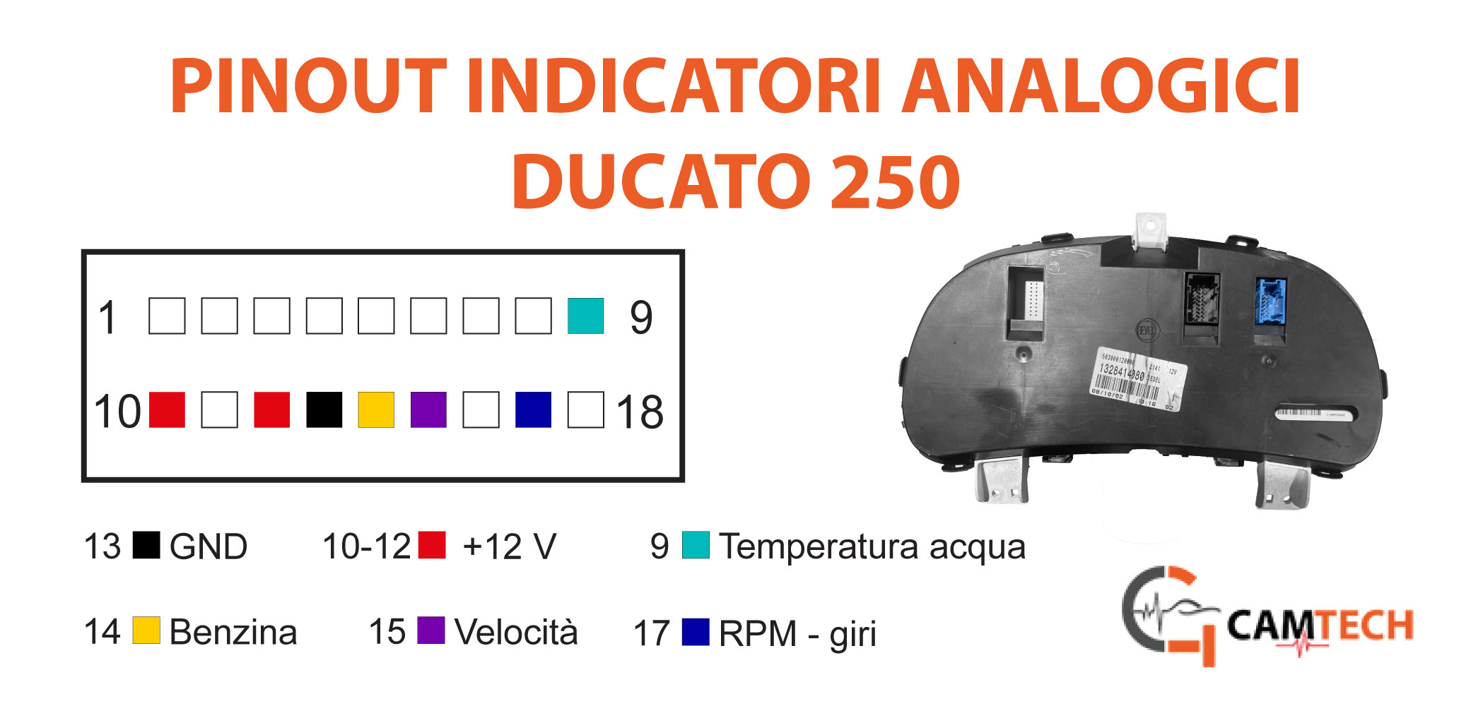Pinout of the analog indicators Fiat Ducato 250